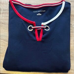 Tommy Hilfiger Navy Shirt with Red Accents